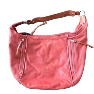 Coral Leather Shoulder Bag